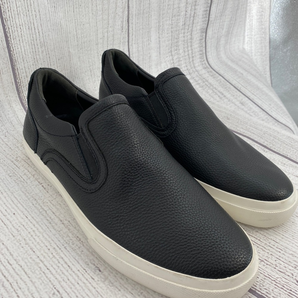 Vince Fairfax Sneaker Mens 9.5 Black Pebbled Leather Low Top Shoes Comfort